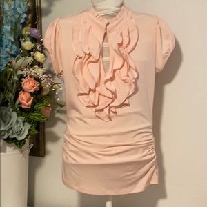 Heartsoul Peach/Pink Women’s S Ruffle Neckline Top